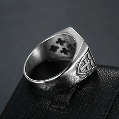 Vintage Jesus Cross Textured Ring