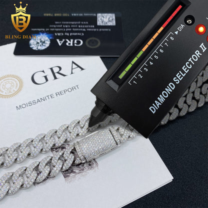 12mm 925 sterling silver moissanite chain