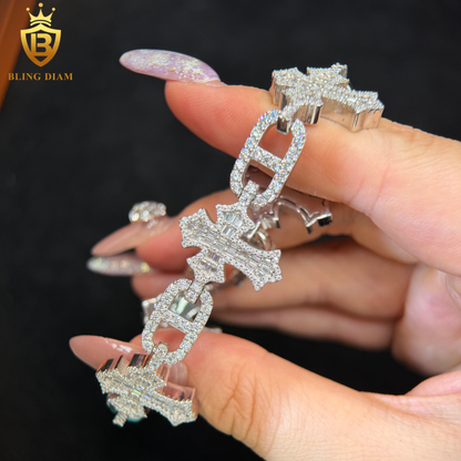 Baguette Cut Cross Moissanite Bracelet