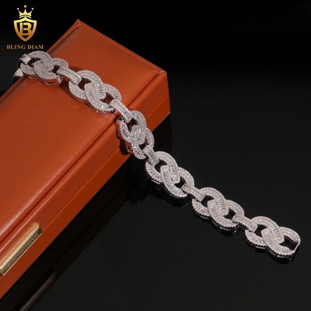 Baguette & Round Cut Moissanite Cuban Bracelet