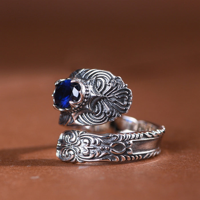 Ivy Engraved with Zircon Ring