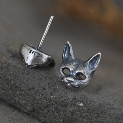 Cat Head Stud Earrings