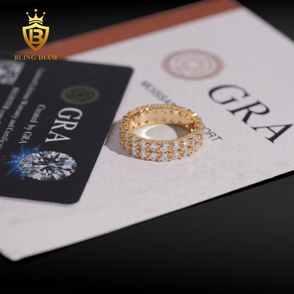 Two-row iced-out moissanite ring