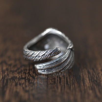 Rock wings Feather Adjustable ring