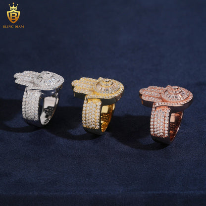 Hamsa hand iced-out ring