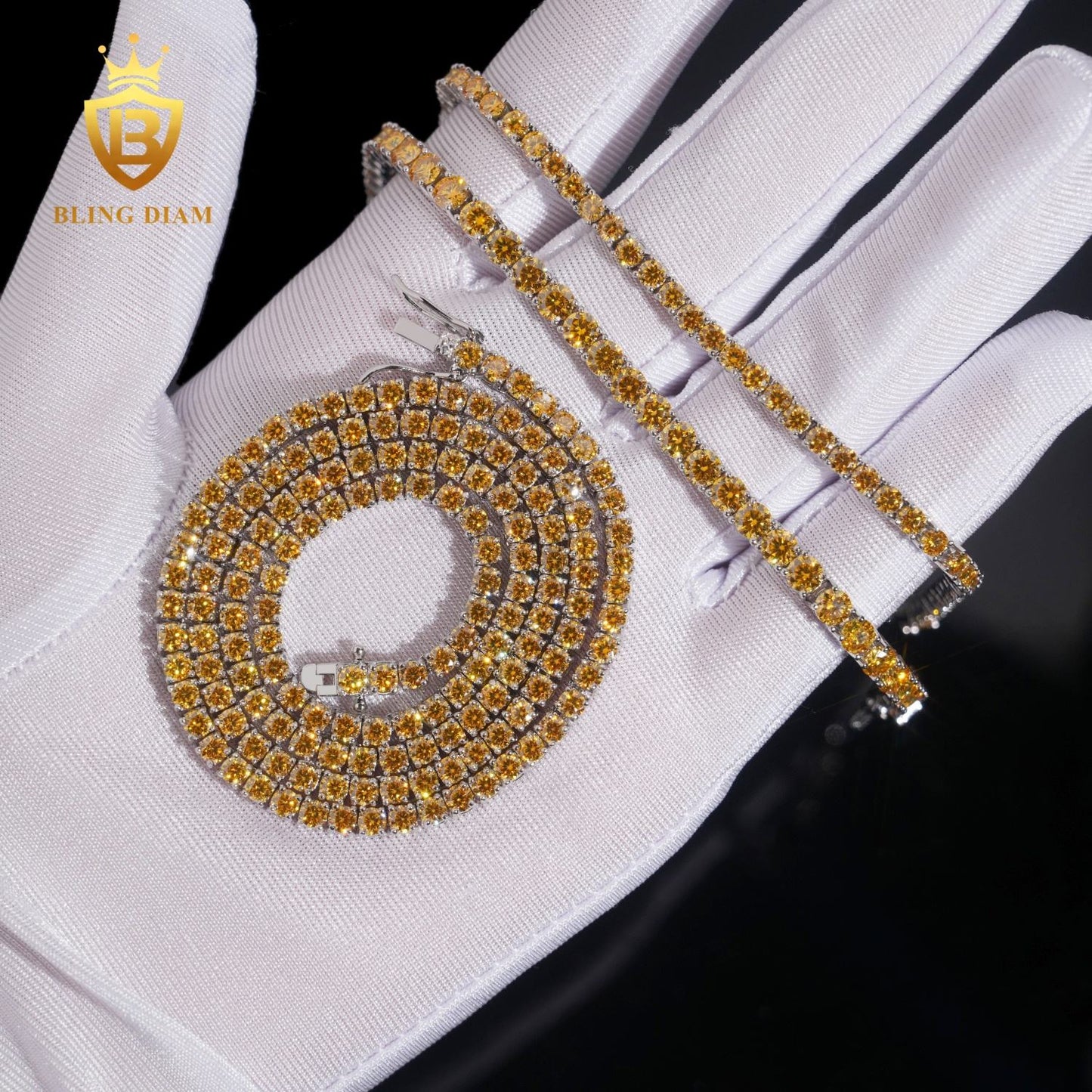Yellow Moissanite sterling silver Tennis Chain