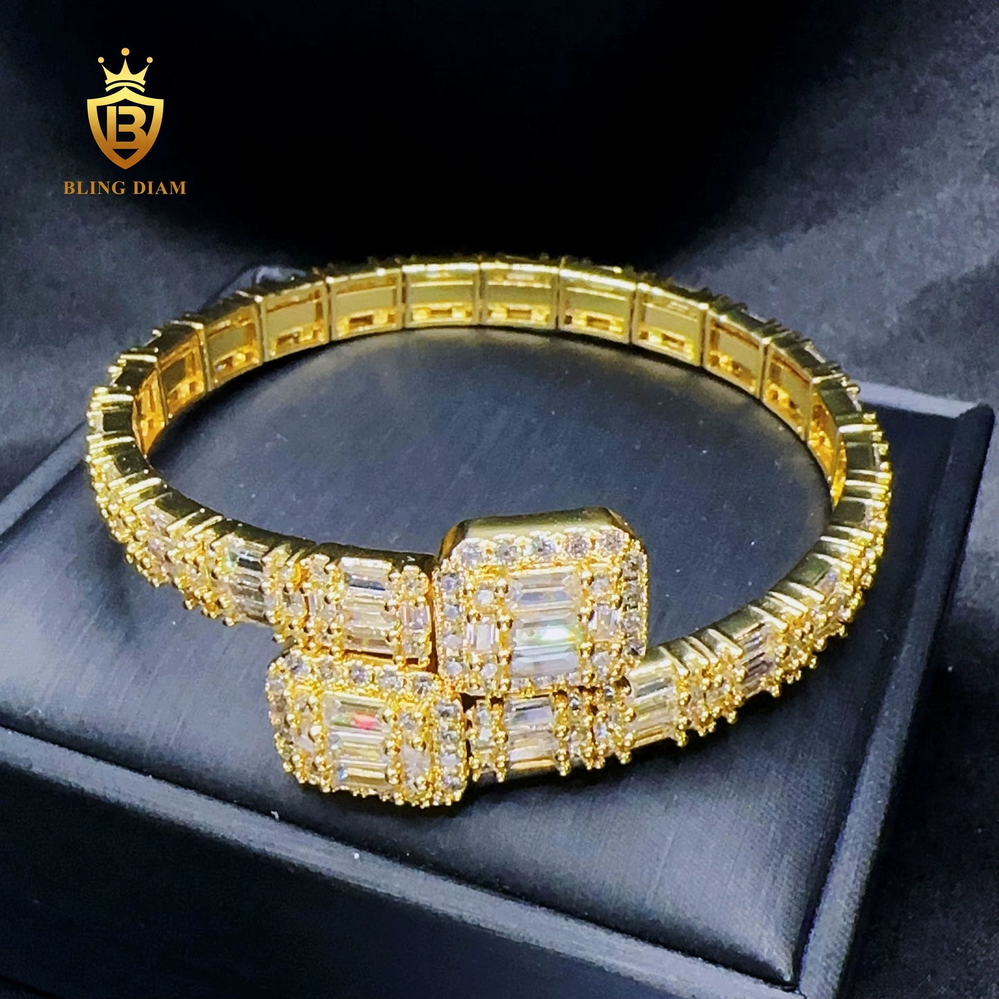 Wide Baguette Bangle Bracelet