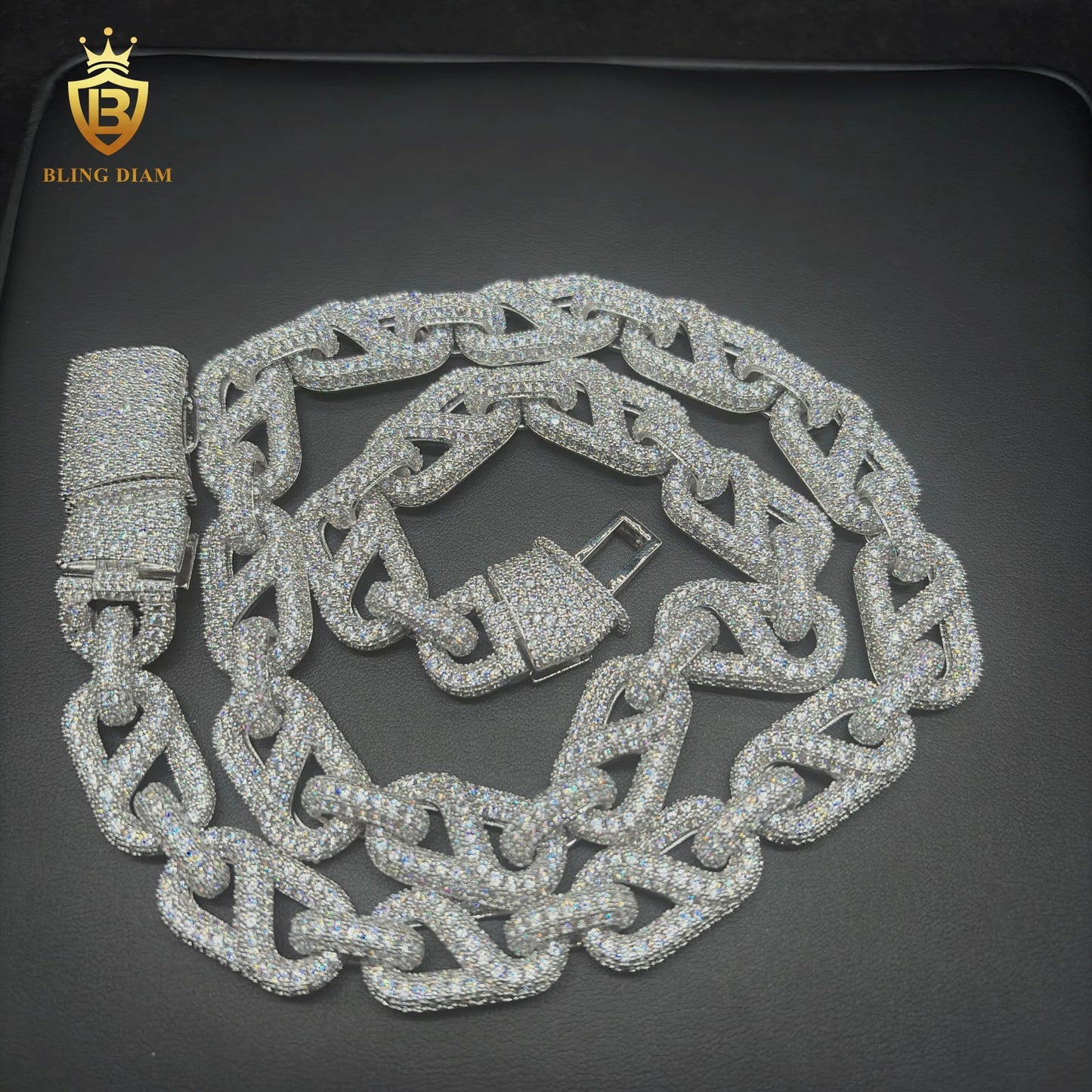 Miossanite 15mm 925 Silver VVS chain