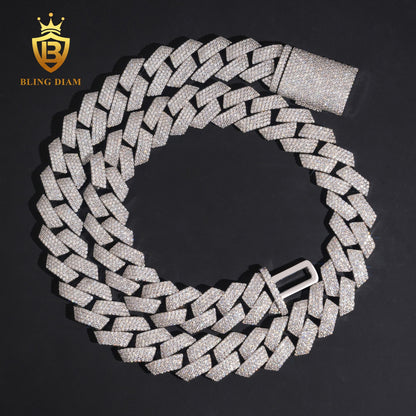 18mm 4 Rows sterling silver moissanite chain