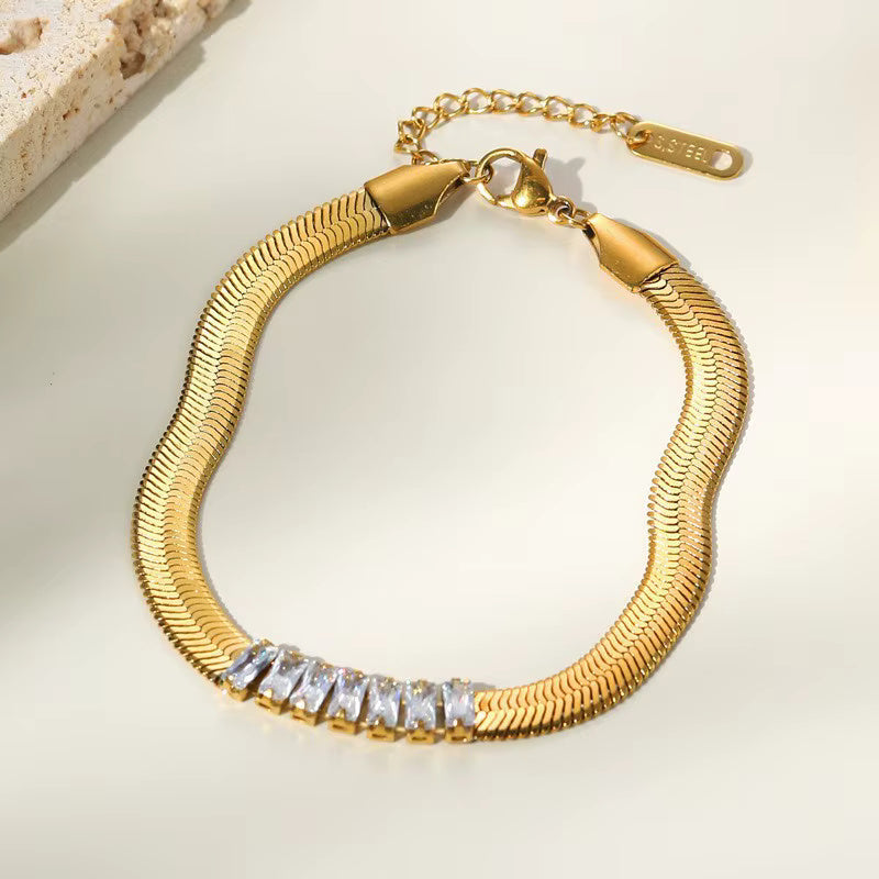 Braided Thick Chain Flat Snake Bone Bracelet