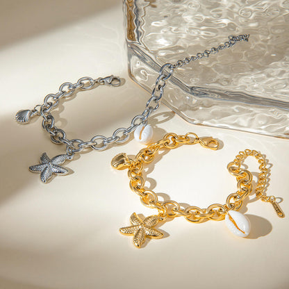 Seashell Starfish Link Chain Pendant Bracelets