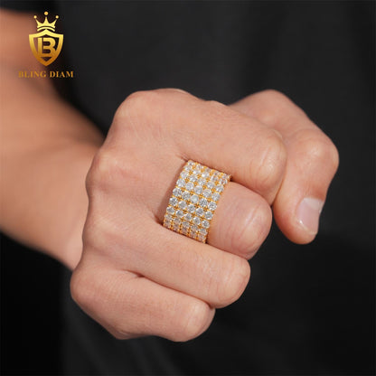5 Row Iced Out Moissanite Ring