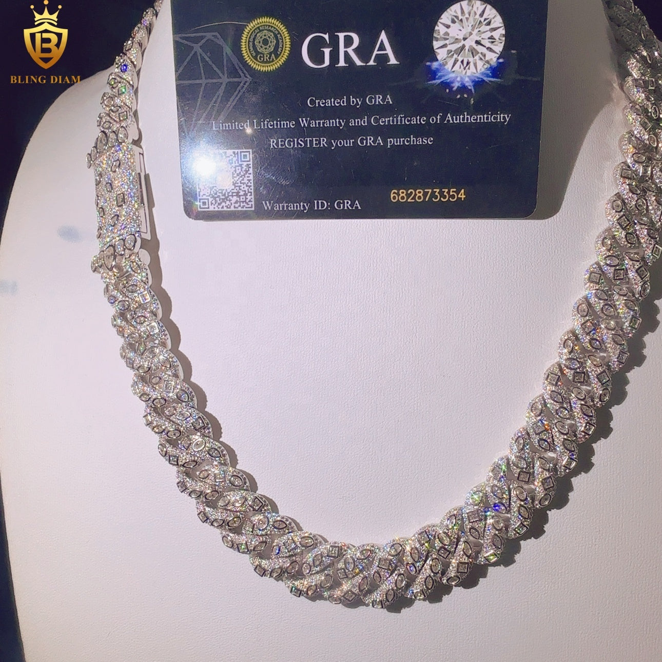 Miossanite 15mm Fashion Miami Cuban Link Chain