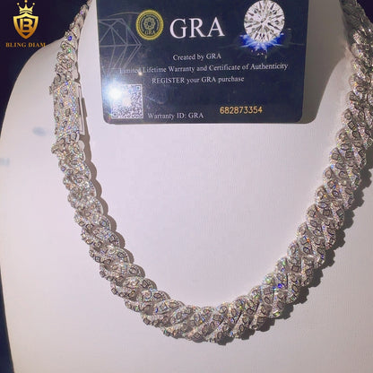 Miossanite 15mm Fashion Miami Cuban Link Chain