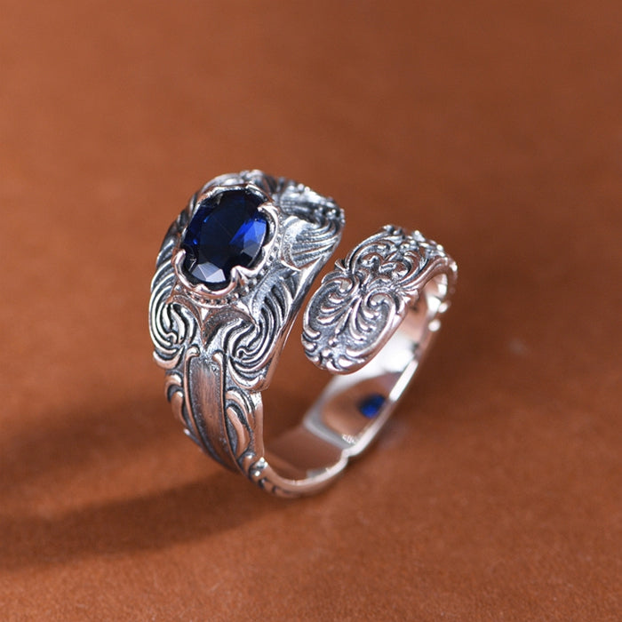 Ivy Engraved with Zircon Ring