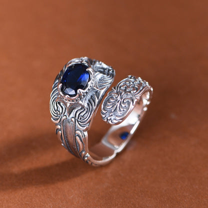 Ivy Engraved with Zircon Ring