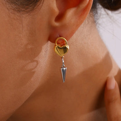 Heart-Shaped Design and Chain Earrings