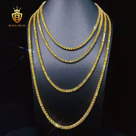 Tennis Chain - 4mm AAAAA+ Yellow Zircon, 18K Gold Plated