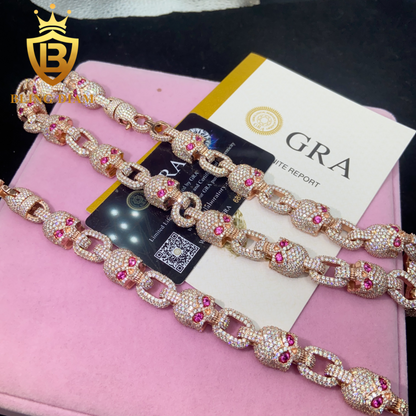 Skull S925 Silver Moissanite Cuban Chain