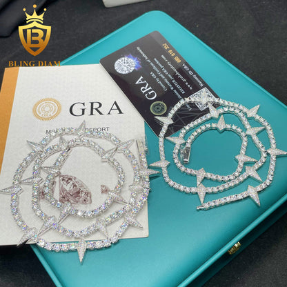 4MM 925 Silver Thorny Moissanite Tennis Chain