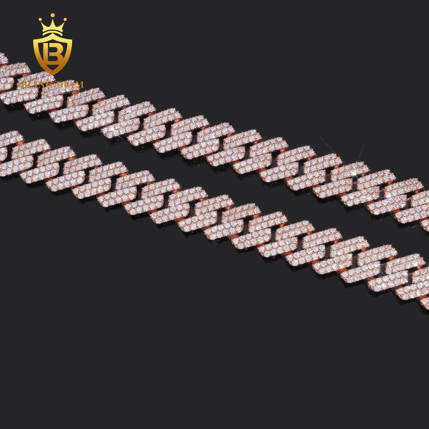 15mm Moissanite sterling silver chain