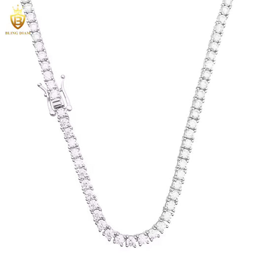 Signature Tennis Chain - 3-4mm VVS Moissanite, Gold Plated & Sterling Silver