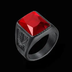 Hiphop weed stone ring