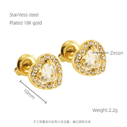 Cubic Zirconia Heart Earrings