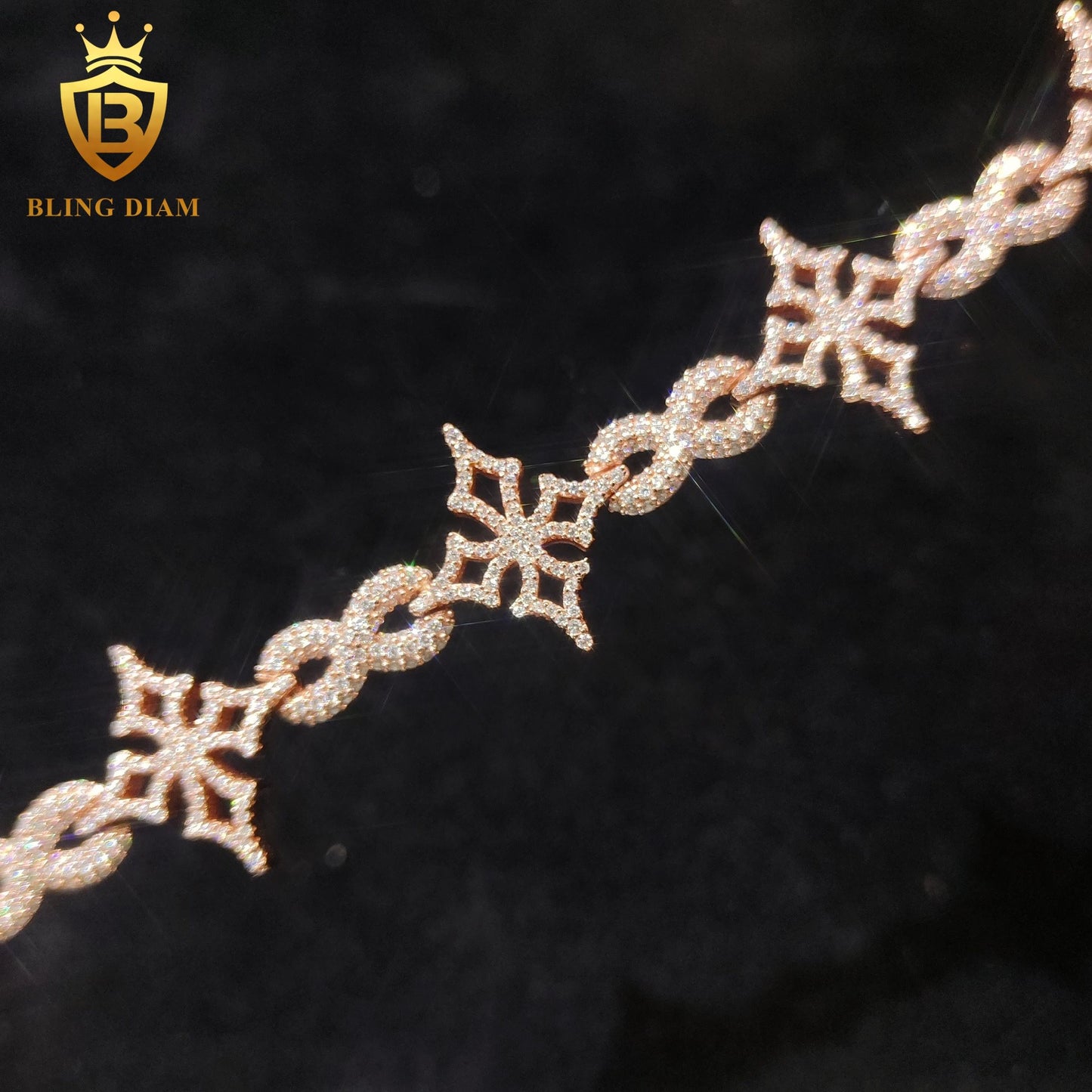 Iced Out Cross Moissanite Cuban Bracelet