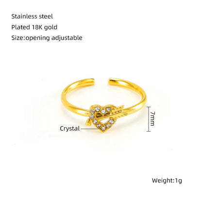 Inlaid Stones Heart Leaf Open Shiny Star Knuckle Finger Rings