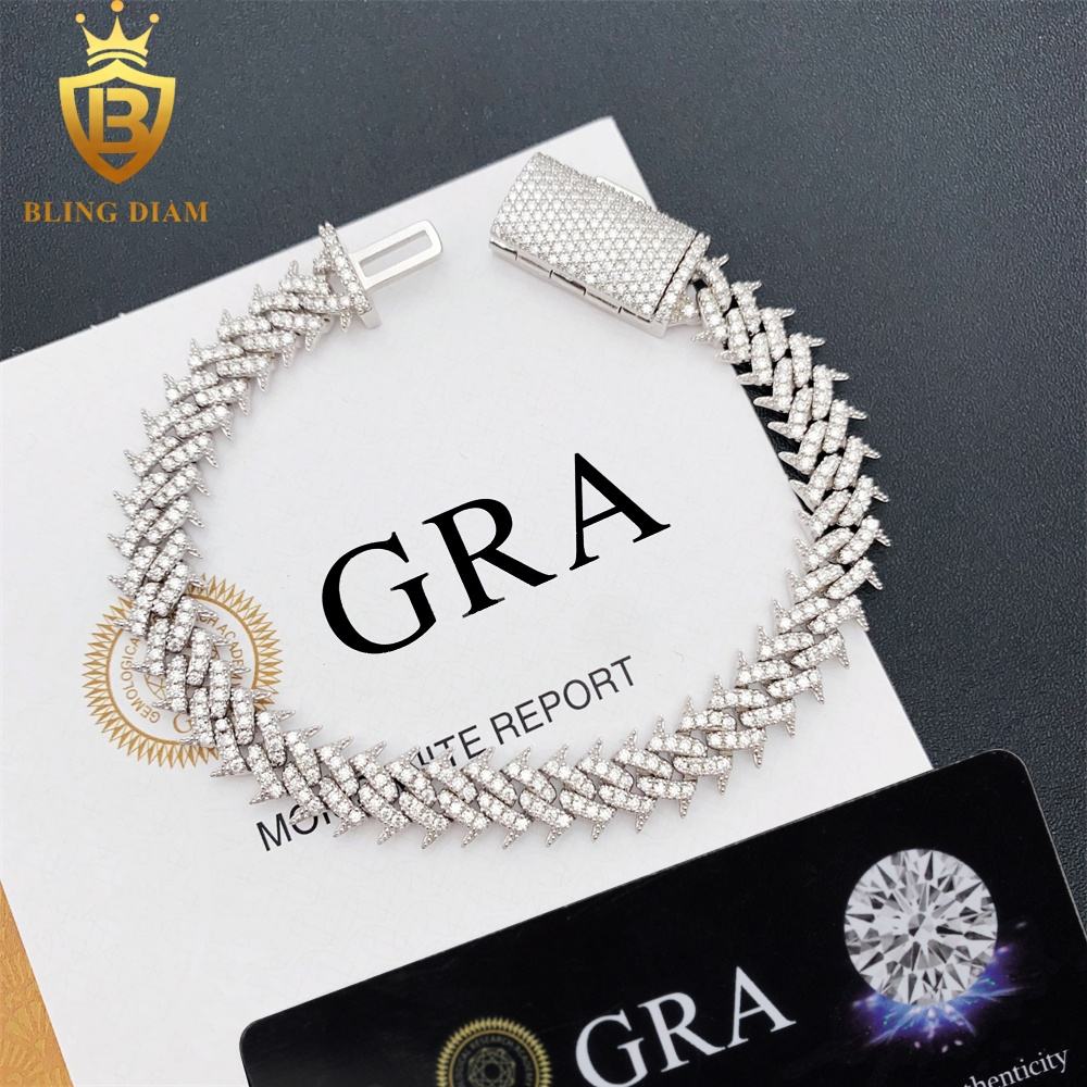 Spike 10mm 925 Silver VVS Moissanite chain