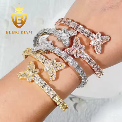 Butterfly Cuban Bangle Bracelet