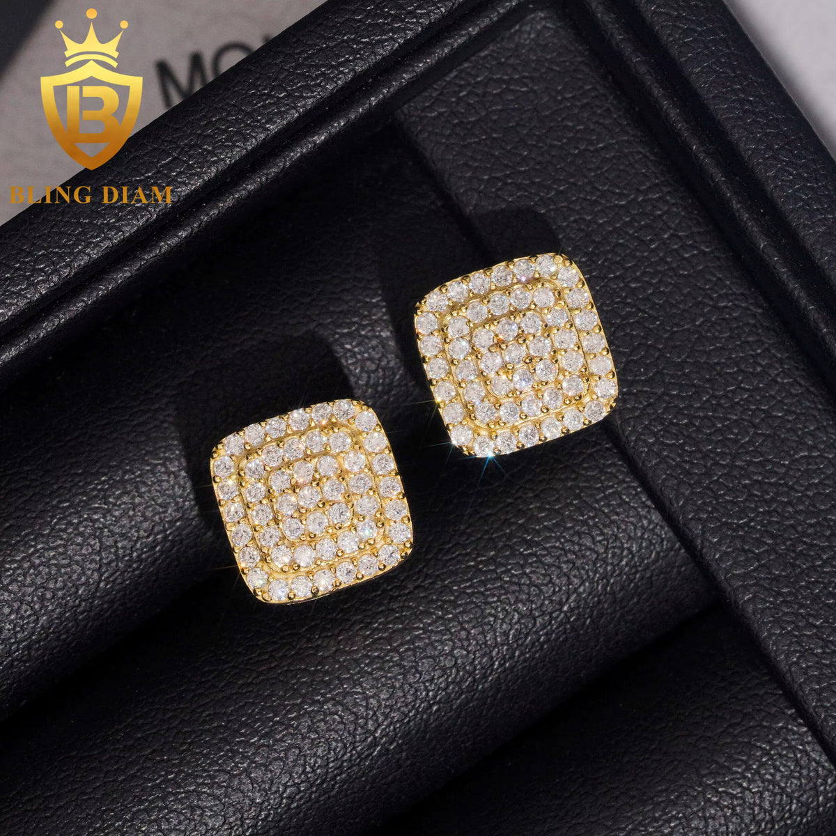3-Row Moissanite Stud Earrings