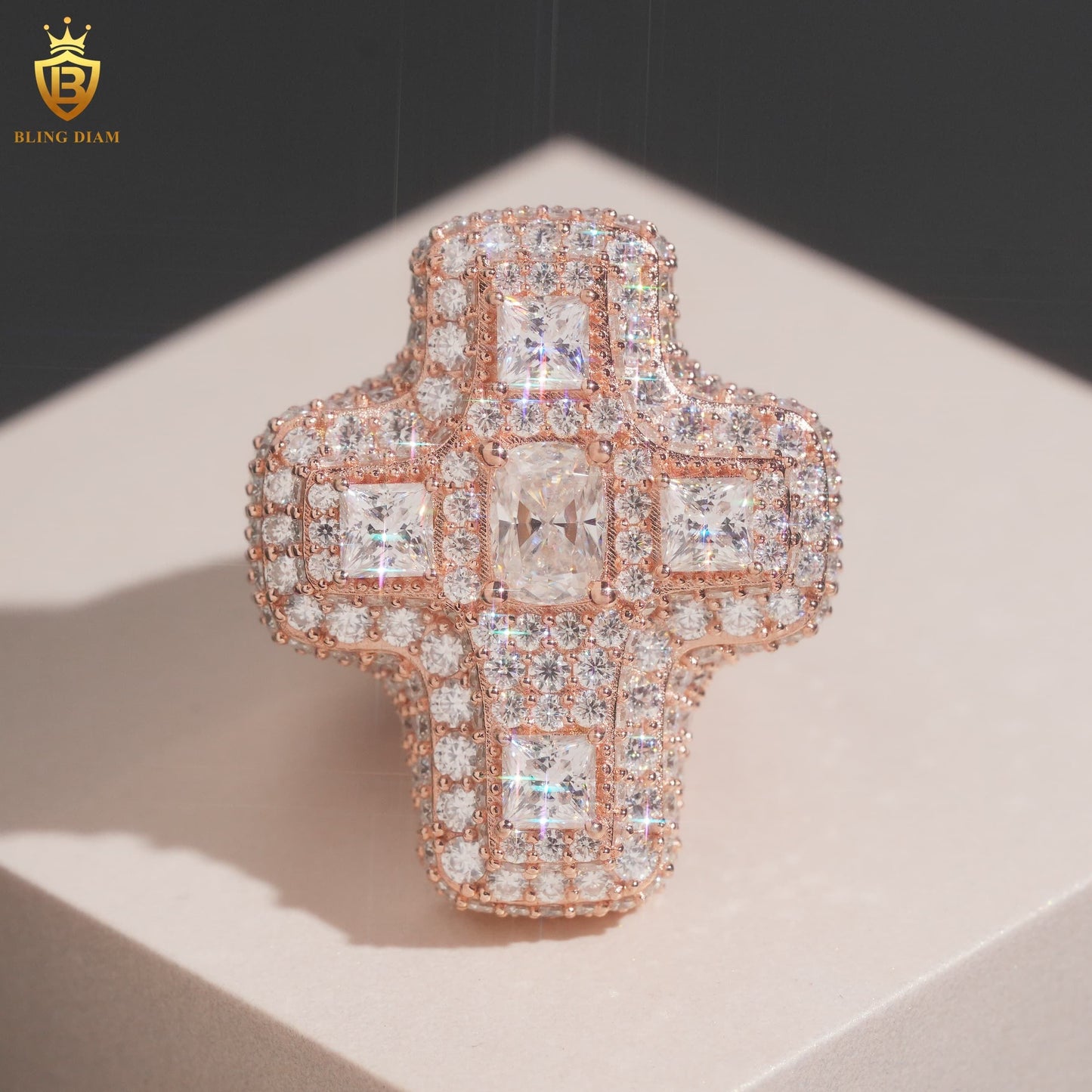 Iced-out cross ring