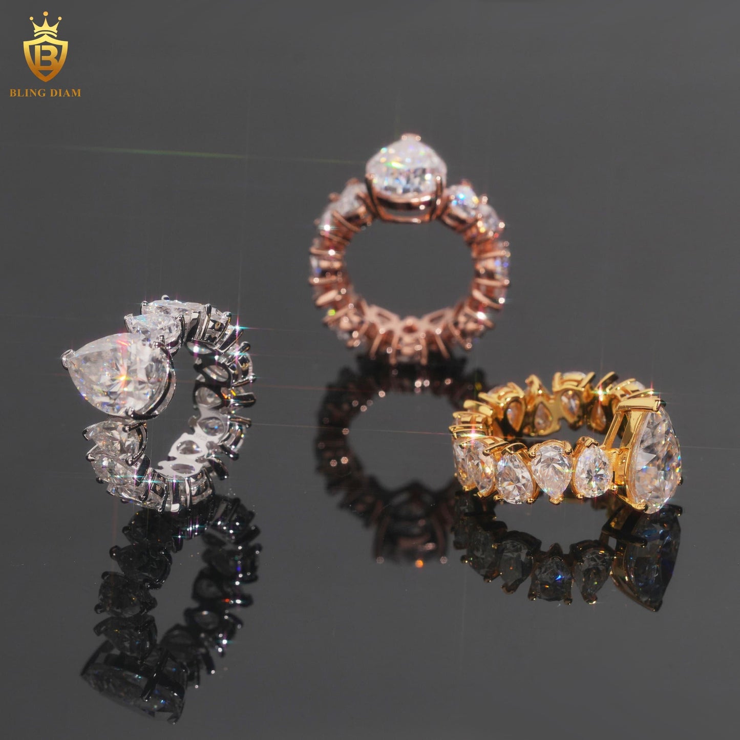 Pear-cut moissanite ring