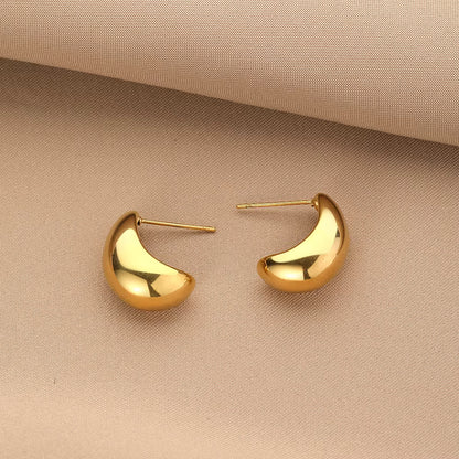 Twist Rope Round Chunky Hoop Gold Earring