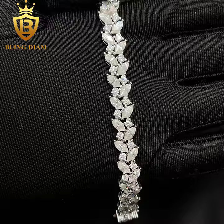 Marquise Moissanite Tennis Bracelet | 9.3mm | 925 Silver