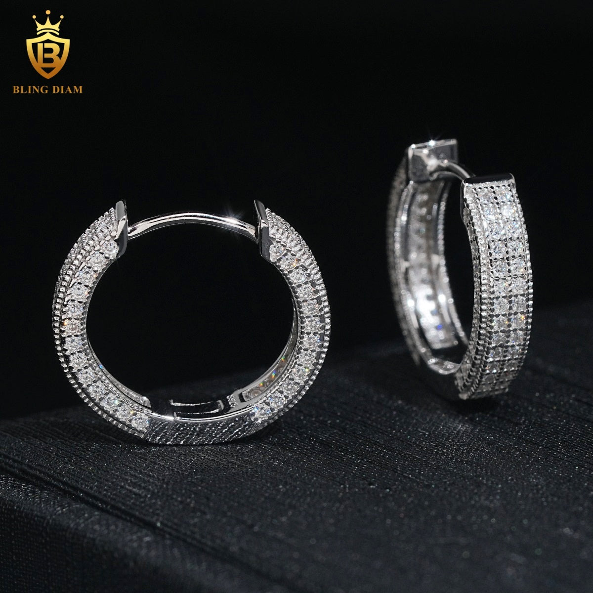 Iced-Out Moissanite Hoop Earrings