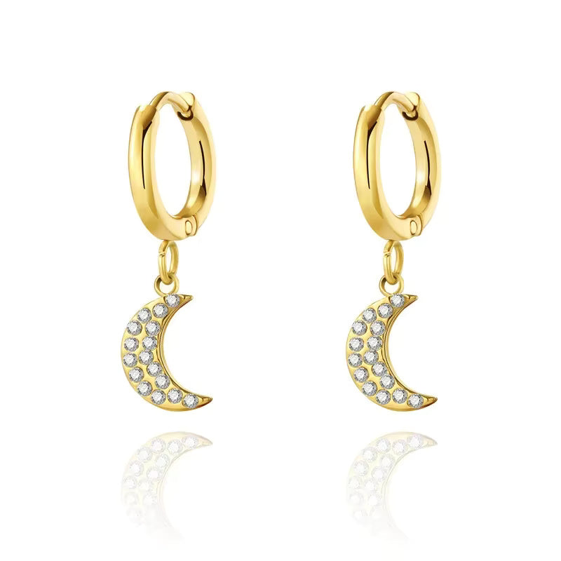 Zircon Butterfly Moon Square Heart Star Love Stud Earrings