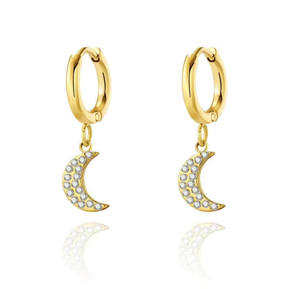 Zircon Butterfly Moon Square Heart Star Love Stud Earrings