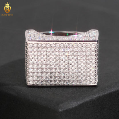 Rectangle-shaped iced-out ring