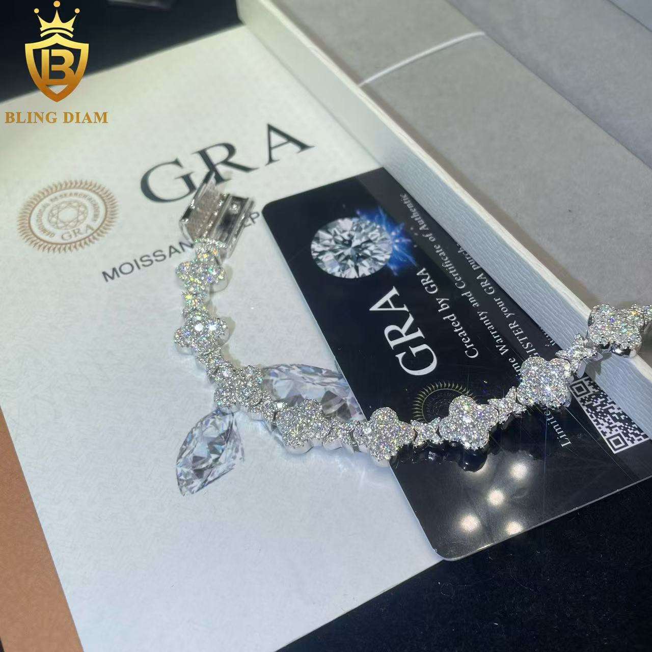 Clover Moissanite Cuban Link Bracelet