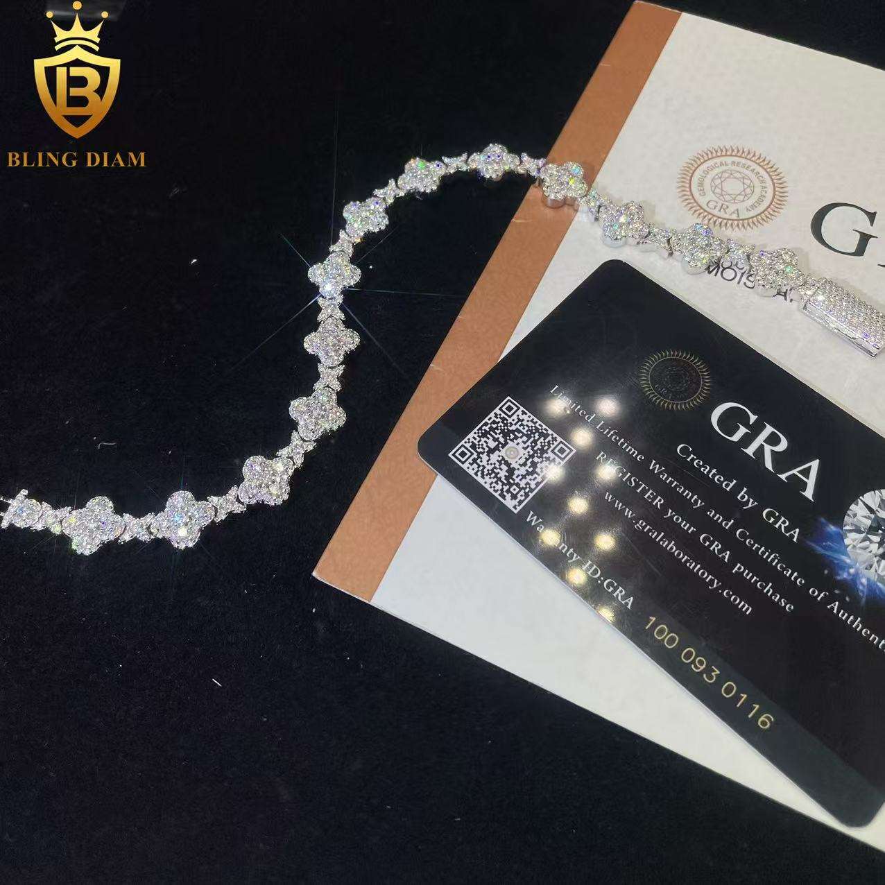 Clover Moissanite Cuban Link Bracelet