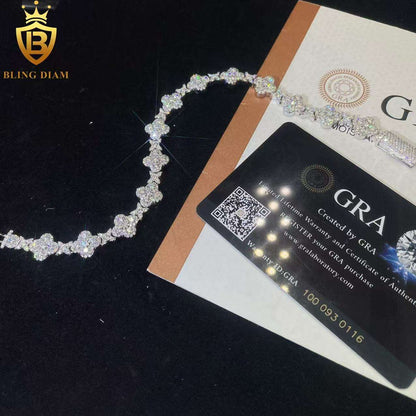 Clover Moissanite Cuban Link Bracelet