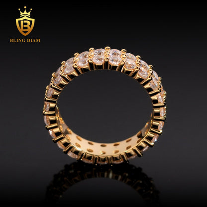 Two-row iced-out moissanite ring