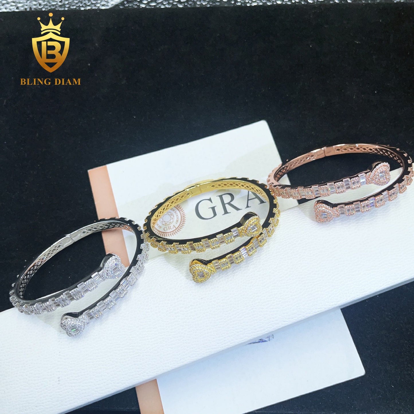 Rose Gold Heart Moissanite Bangle