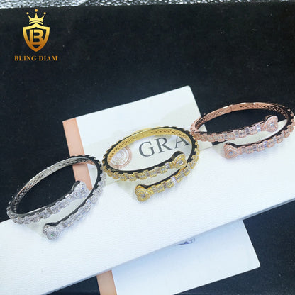 Rose Gold Heart Moissanite Bangle