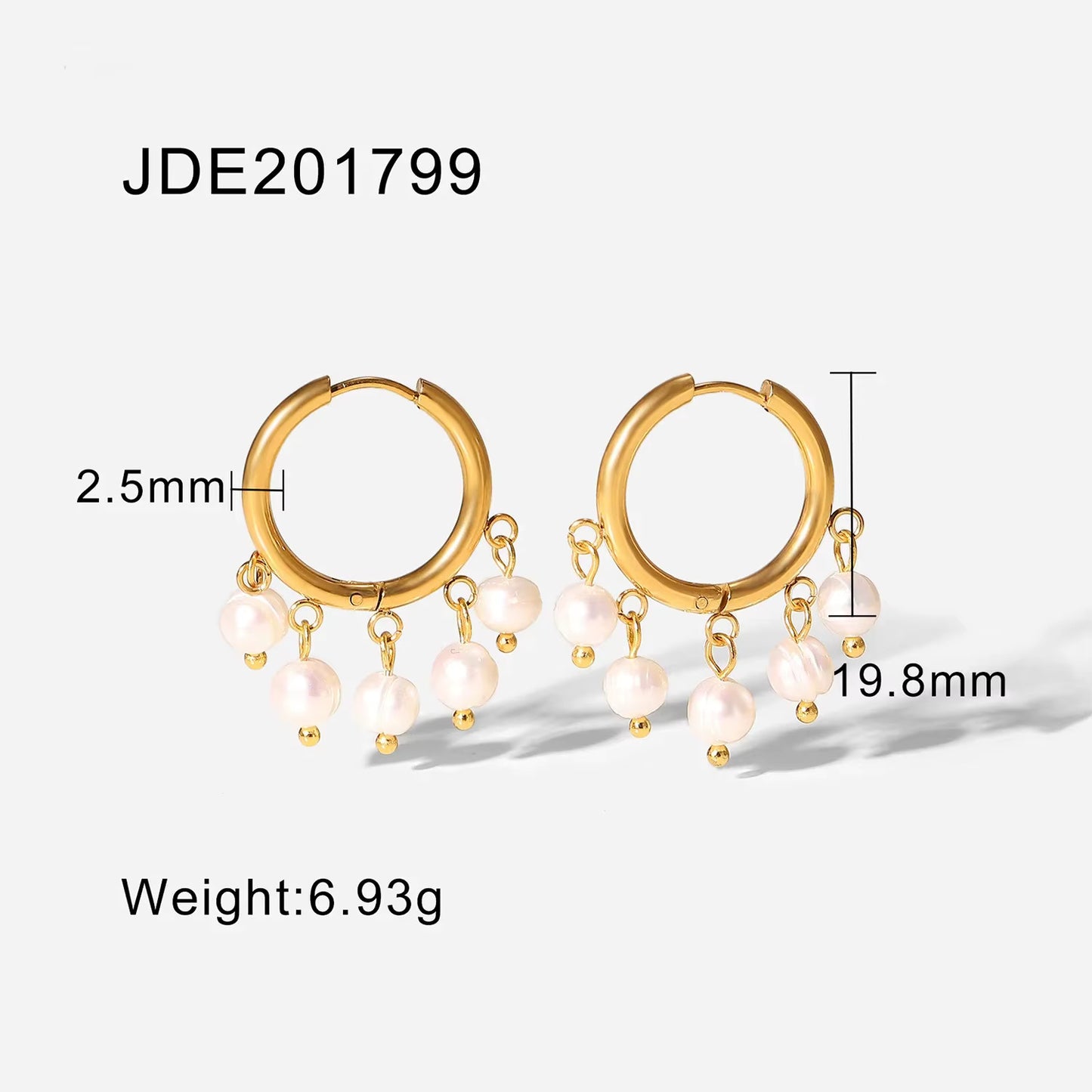 Pearl Stud Hoop Earrings