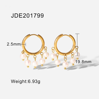 C-shape Pearl Earrings