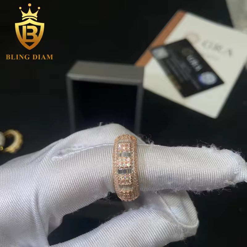 Iced-out moissanite ring
